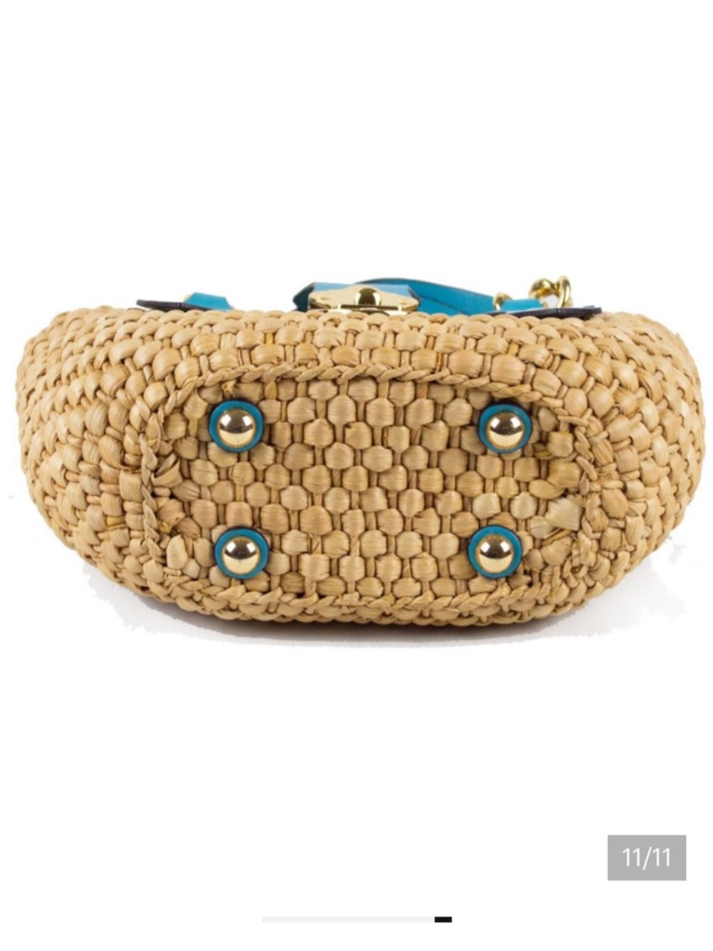 Michael Kors Aqua-Trim Woven Straw Tote with Gold Hardware. Perfect for summer! - Picture 16 of 16
